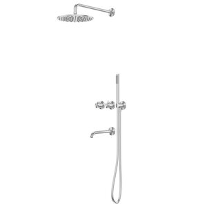 Изображение товара Душевая система Abber Wasser Kreis 316 AF8150BST с изливом, термостат, цвет сталь брашированная