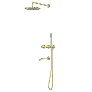 Изображение товара Душевая система Abber Wasser Kreis 316 AF8150BG с изливом термостат золото брашированное
