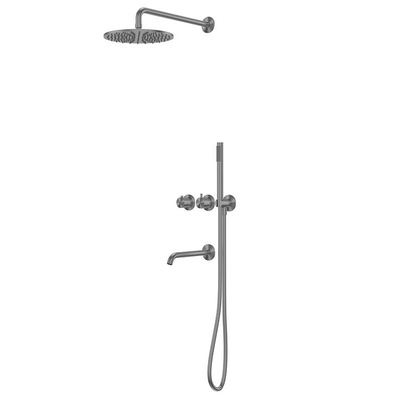 Изображение товара Душевая система Abber Wasser Kreis 316 AF8150BGG с термостатом и изливом, оружейная сталь браширова