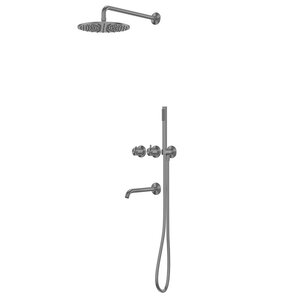 Изображение товара Душевая система Abber Wasser Kreis 316 AF8150BGG с термостатом и изливом, оружейная сталь браширова