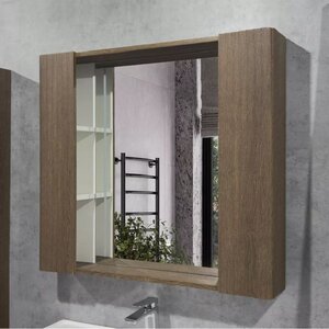Изображение товара Зеркальный шкаф Comforty Ангара 00-00019939 (00-00019939CF), 90 см, с LED подсветкой и антизапотеванием, дуб темно-коричневый