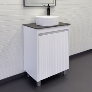 Изображение товара Тумба с раковиной Comforty Двина 60 см белый матовый с калакатта блэк столешницей