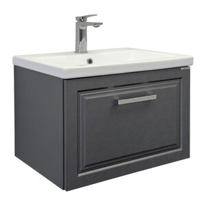 Изображение товара Тумба с раковиной Comforty Бросно 00-00020428 (00-00020428CF), 60 см, подвесная, оружейная сталь, раковина Como 60, белая