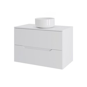 Изображение товара Тумба с раковиной Orange Line Li-70TuwMDF+B07-345W 70 см подвесная белая матовая