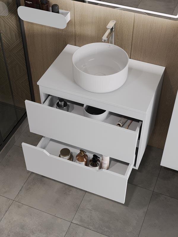 Изображение товара Тумба с раковиной Orange Line Li-70TuwMDF+B07-345W 70 см подвесная белая матовая