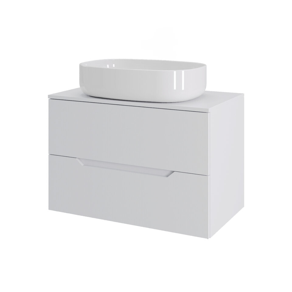 Изображение товара Тумба с раковиной Orange Line Li-70TuwMDF+B04-600W 70 см подвесная белая матовая