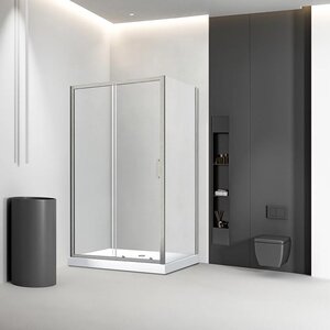 Изображение товара Душевой уголок Veconi Rovigo RV046BC-110100-01-C5, 110 x 100 см, стекло прозрачное, профиль никель брашинг