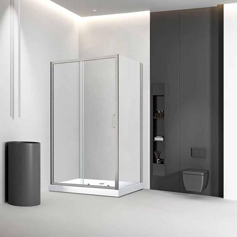 Изображение товара Душевой уголок Veconi Rovigo RV046BC 130x120 см прозрачное стекло никель брашинг