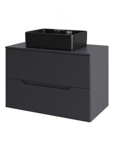 Изображение товара Тумба с раковиной Orange Line, Li-70TugMDF+B01-475MB, 70 см, подвесная, раковина черная матовая, графит матовый