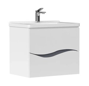 Изображение товара Тумба под раковину Volna Grey tpVLN.G60.2Y-01, 60 см, подвесная, белый, серый оникс