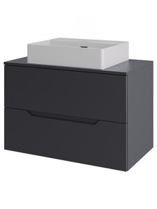 Изображение товара Тумба с раковиной Orange Line,Li-70TugMDF+B04-500W, 70 см, подвесная, раковина белая матовая, графит матовый