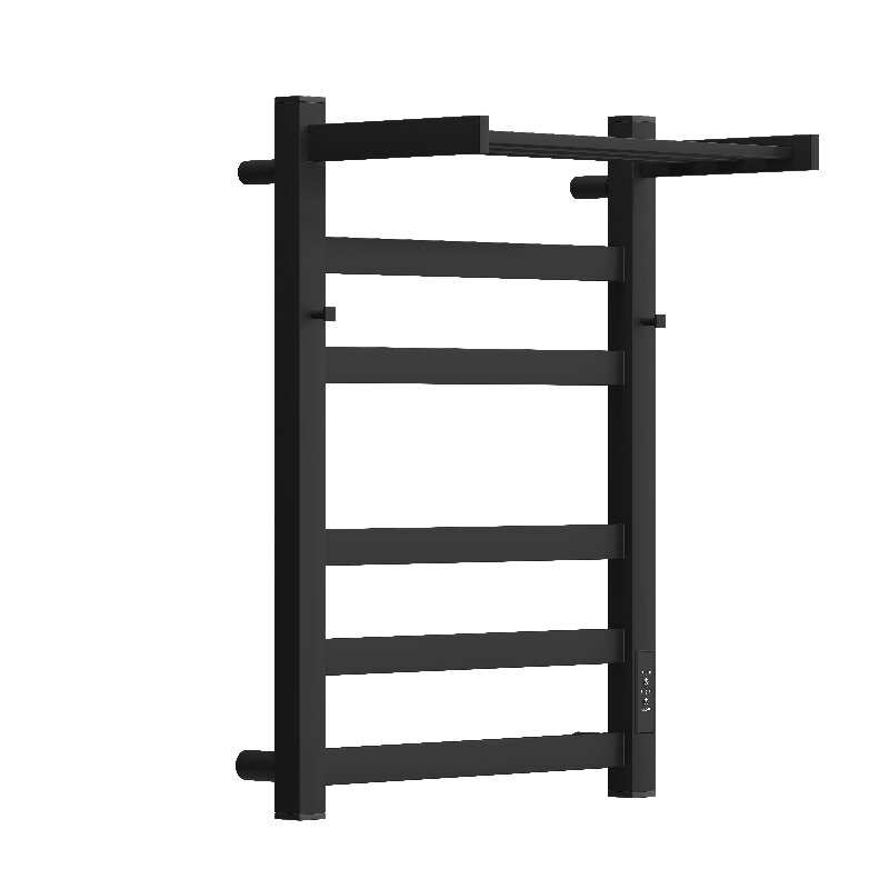 Изображение товара Полотенцесушитель электрический Apextermo Terra TR11164BM, ширина 40 см, высота 60 см, диммер справа, с крючками и полкой, цвет черный матовый