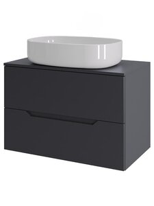 Изображение товара Тумба с раковиной Orange Line, Li-70TugMDF+B04-600W, 70 см, подвесная, раковина белая матовая, графит матовый