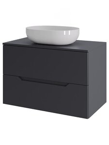 Изображение товара Тумба с раковиной Orange Line, Li-70TugMDF+B05-480W, 70 см, подвесная, раковина белая матовая, графит матовый