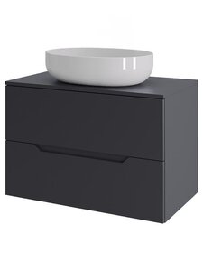 Изображение товара Тумба с раковиной Orange Line, Li-70TugMDF+B05-520W, 70 см, подвесная, раковина белая матовая, графит матовый