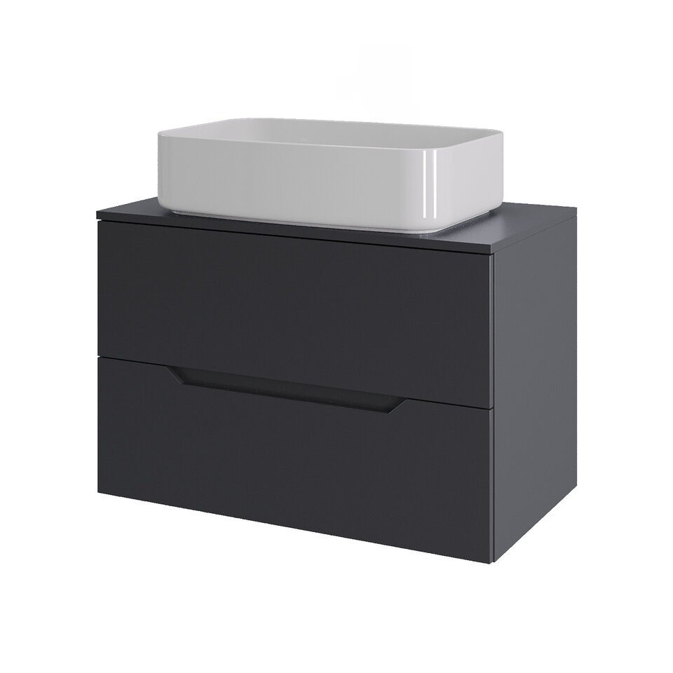Изображение товара Тумба с раковиной Orange Line Li-70TugMDF+B07-600W, 70 см, подвесная, графит матовый
