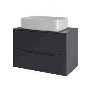 Изображение товара Тумба с раковиной Orange Line Li-70TugMDF+B07-600W, 70 см, подвесная, графит матовый