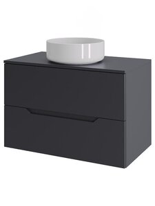 Изображение товара Тумба с раковиной Orange Line, Li-70TugMDF+B09-360W, 70 см, подвесная, раковина белая матовая, графит матовый