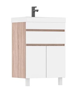 Изображение товара Тумба под раковину Volna Conty tnCNT70.2D.1Y-01, 70 см, напольная, белый, дуб сонома
