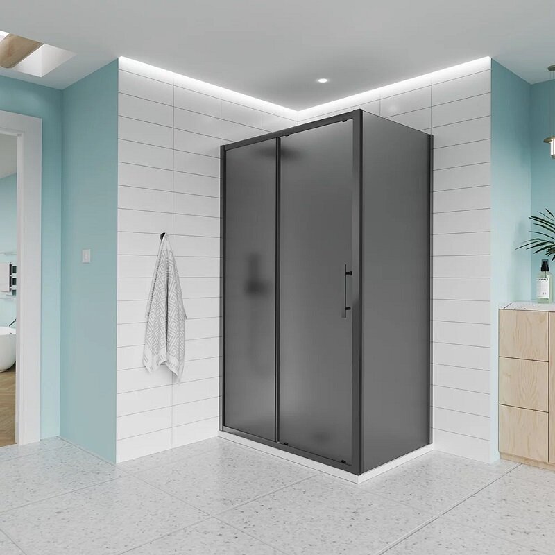 Изображение товара Душевой уголок Veconi Evo 100SP GR 100x70 см с тонированным стеклом и профилем графит брашинг