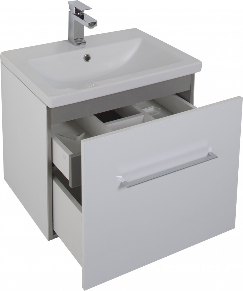 Изображение товара Тумба под раковину Aquanet Порто 60 белый подвесная с ящиком и покрытием глянец