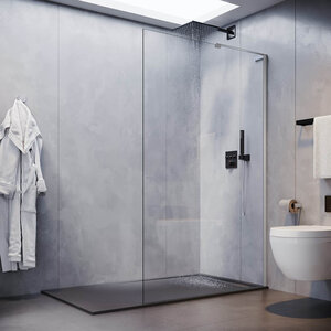 Изображение товара Душевая стенка Veconi Korato KR77-110-01-C8, 110 см, свободный вход, Easy Clean, стекло прозрачное, профиль хром