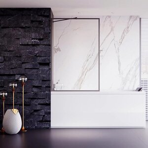 Изображение товара Стеклянная шторка на ванну Veconi Palau PL85GR-60-01-C8, 60 см, стекло прозрачное, профиль брашированный графит