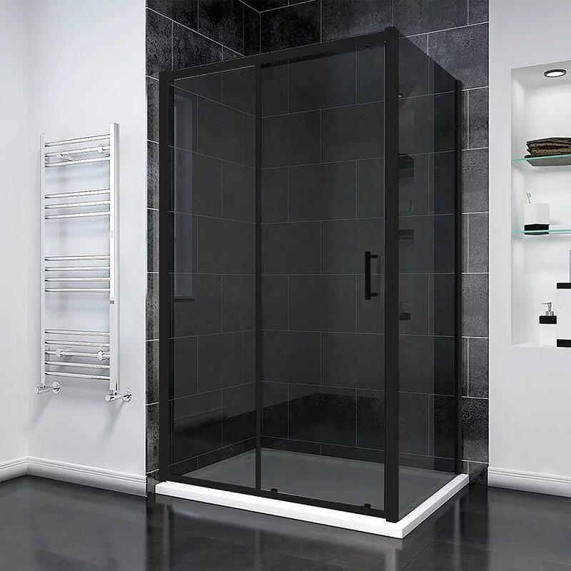 Изображение товара Душевой уголок Veconi Rovigo RV055BT-10090-05-C8 100x90 см с тонированным стеклом и черным профилем