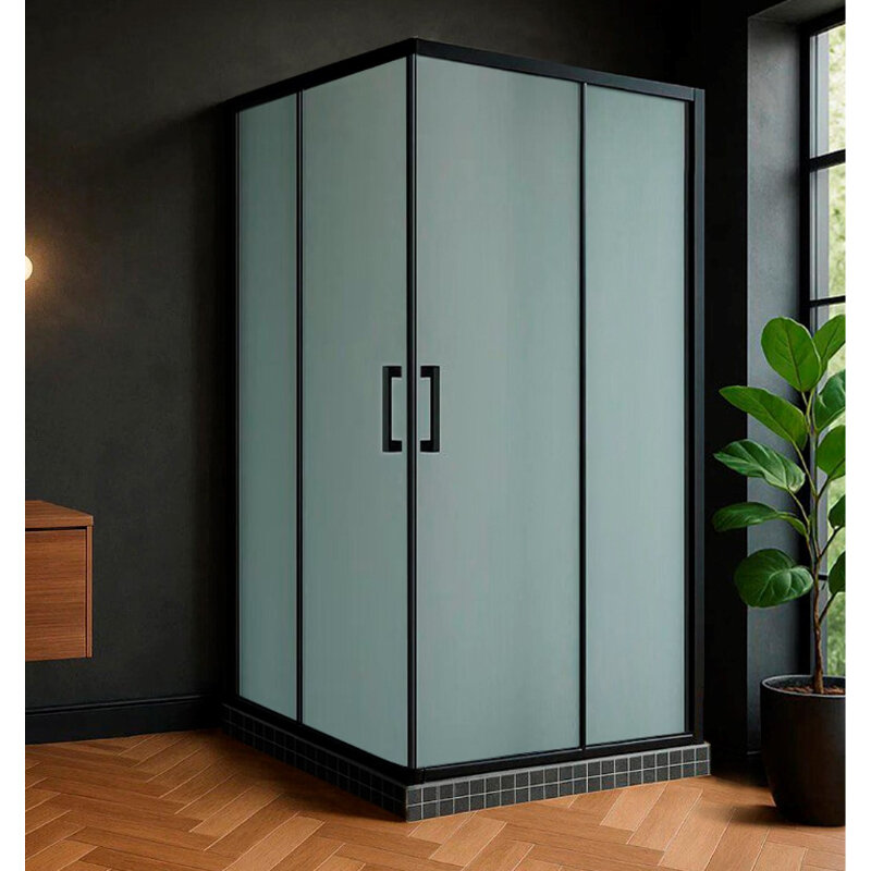 Изображение товара Душевой уголок Royal Bath RB70HPD-C-BL 70x70 см квадратное стекло матовое профиль черный