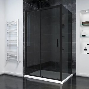Изображение товара Душевой уголок Veconi Rovigo RV055BT-14080-05-C8, 140 x 80 см, стекло тонированное, профиль черный матовый