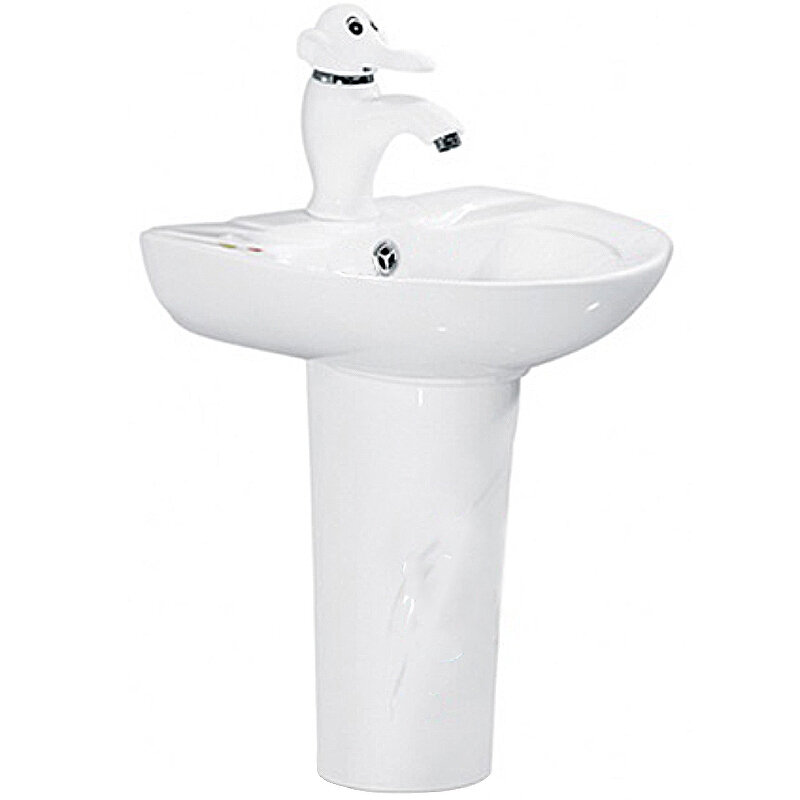 Изображение товара Раковина детская с пьедесталом SantiLine SL-2115W 36 см белая из фаянса