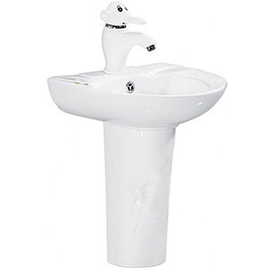 Изображение товара Раковина детская с пьедесталом SantiLine SL-2115W 36 см белая из фаянса