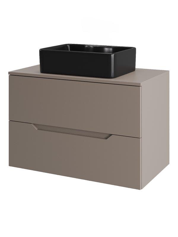 Изображение товара Тумба с раковиной Orange Line Li-70TuLMDF+B01-475MB 70 см подвесная черная матовая