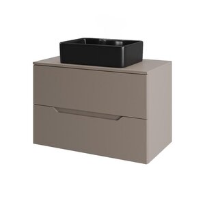 Изображение товара Тумба с раковиной Orange Line Li-70TuLMDF+B01-475MB 70 см подвесная черная матовая