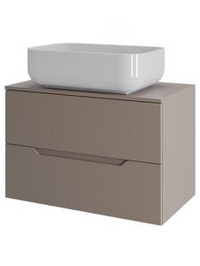 Изображение товара Тумба с раковиной Orange Line, Li-70TuLMDF+B03-600W, 70 см, подвесная, раковина белая матовая, латте матовый