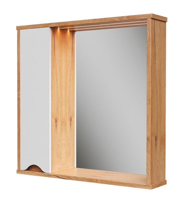 Изображение товара Зеркальный шкаф Volna Barney с подсветкой 70 см белый дуб гудзон