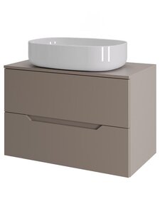 Изображение товара Тумба с раковиной Orange Line, Li-70TuLMDF+B08-600W, 70 см, подвесная, раковина белая матовая, латте матовый