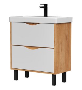 Изображение товара Тумба под раковину Volna Barney tnBARNEY70.2Y-04, 70 см, напольная, белый, дуб гудзон