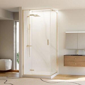 Изображение товара Душевой уголок Veconi Rovigo RV073G-9090-01-C4, 90 x 90 см, стекло прозрачное, профиль золото брашинг