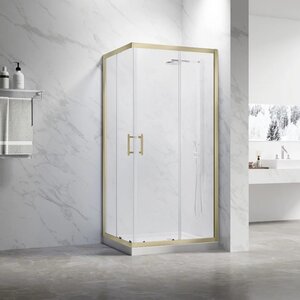Изображение товара Душевой уголок Veconi Rovigo RV27G-8080-01-C8, 80 x 80 см, стекло прозрачное, профиль золото брашинг