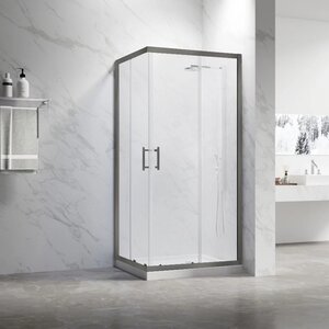 Изображение товара Душевой уголок Veconi Rovigo RV27GM-8080-01-C8 80x80 стекло прозрачное профиль оружейная сталь Итал