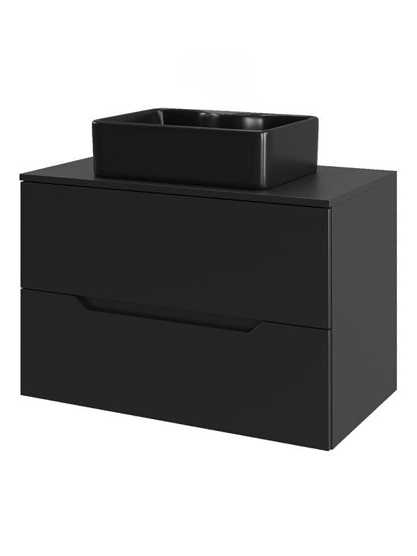 Изображение товара Тумба с раковиной Orange Line Li 70 см подвесная черная матовая