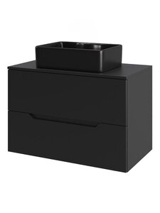 Изображение товара Тумба с раковиной Orange Line, Li-70TubMDF+B01-475MB, 70 см, подвесная, черная матовая
