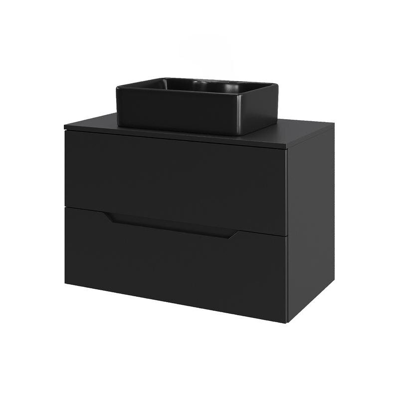 Изображение товара Тумба с раковиной Orange Line Li 70 см подвесная черная матовая