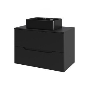 Изображение товара Тумба с раковиной Orange Line Li 70 см подвесная черная матовая