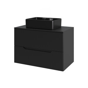 Изображение товара Тумба с раковиной Orange Line, Li-70TubMDF+B01-475MB, 70 см, подвесная, черная матовая