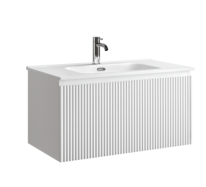 Изображение товара Тумба под раковину Sancos SNOB R 1.0 80 см подвесная матовая Bianco