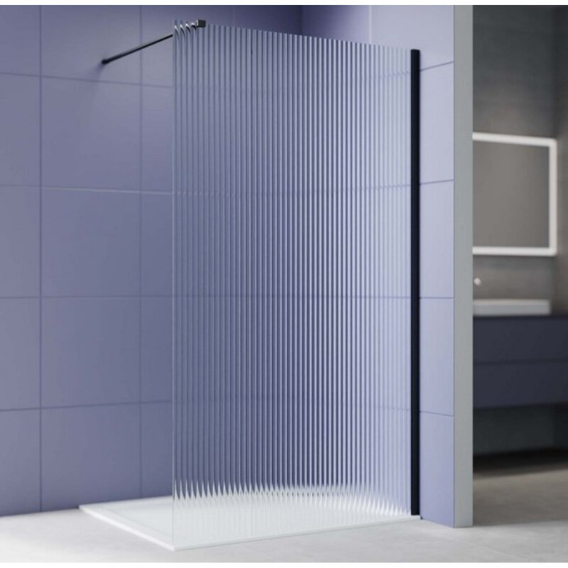 Изображение товара Душевая стенка Aquatek Walk in AQ.WI.140.2BL, 140 см, стекло рифленое, профиль черный матовый