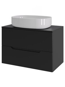 Изображение товара Тумба с раковиной Orange Line, Li-70TubMDF+B04-600W, 70 см, подвесная, раковина белая матовая, черная матовая