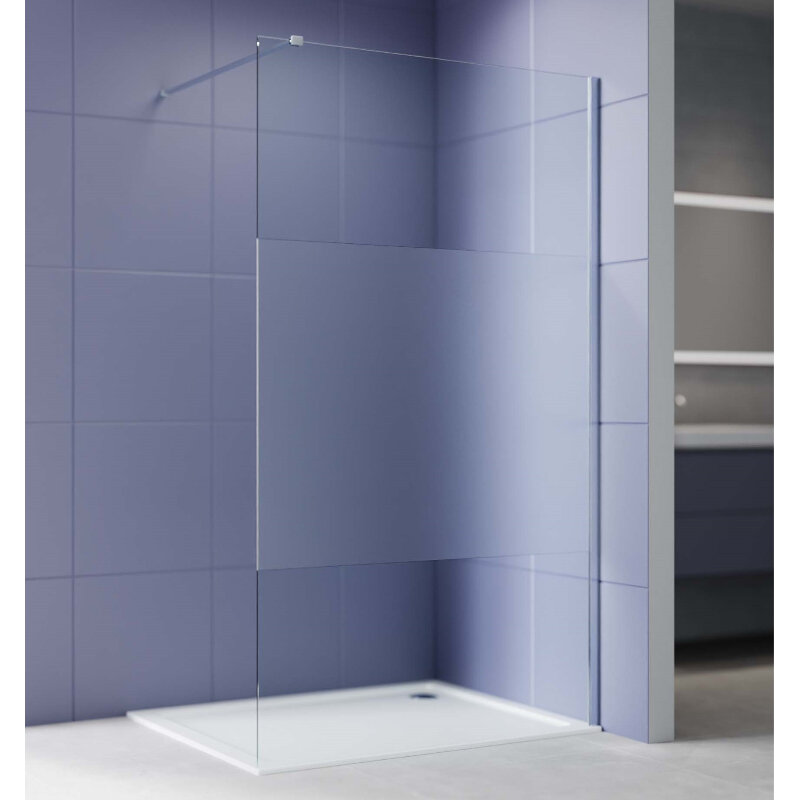 Изображение товара Душевая стенка Aquatek Walk in AQ.WI.120.3CH 120 см стекло матовая полоса профиль хром